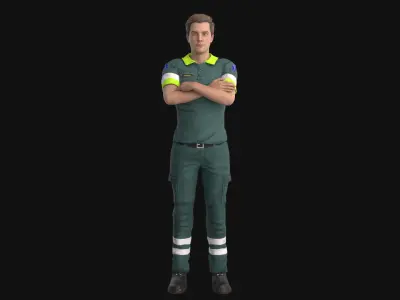Paramedic Rigged Low-poly 3D model