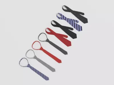 Tie Collection - 8 Classic Tied and Untied Neckties  3D model