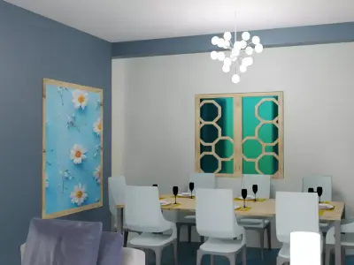 3d house model dining room interior design Low-poly 3D model
