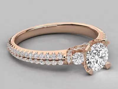 Luxury Double Pave Solitaire Diamond Ring CAD Design STL 3D print model