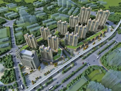 Light-Luxury Residential High-Rise Community 3D model