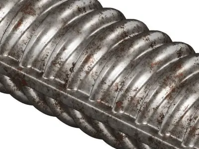 Rusty TMT Steel Bar 3D model