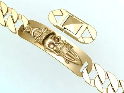 Cuban  Bracelet  - Skull Bracelets - Hip Hop Jewelry - N828915 3D print model