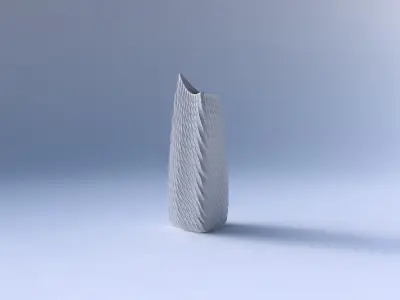 Vase curved tipping triangle 2 with twisted diagonal grid dents 3D print model
