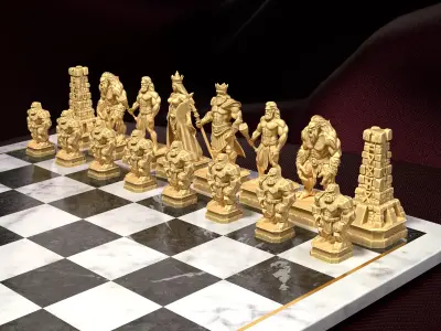 Titan Chess Set  Giants  Gods Mythology 3D Game Ready 3D print model