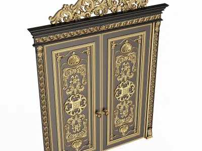 Carved Door Classic 01501 Black Low-poly 3D model