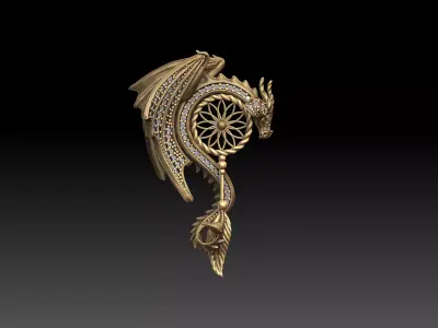 dragon for pendant or earing 3D print model