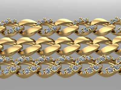 cuban chain with diamond STL 3D model