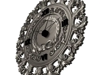 Classic Wall Clock 012 Chrome Low-poly 3D model