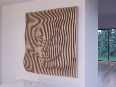 Parametric Wood Wall Decor Human Head and CNC File 3D model