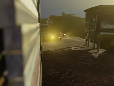 Shanty car race scene for Blender Low-poly 3D model