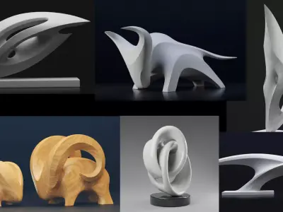 Modern abstract sculptures bundle 3D Model Collection