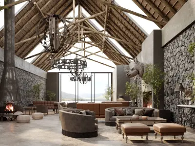 Corona - C4D files - Safari Lodge Interior 3D model