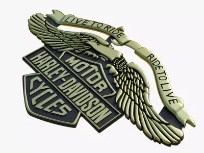 Eagle Emblem - Live to Ride Motorcycle Badge 3D print model