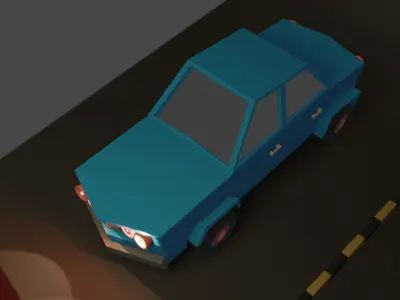 Low poly car street Low-poly 3D model