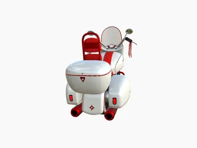 Motorcycle Cartoon B03 White Red - Custom Vehicle Design Low-poly 3D model