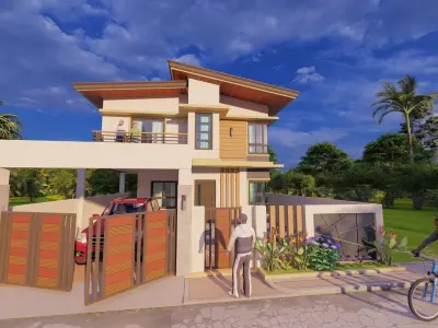 Modern Bungalow House 3D model