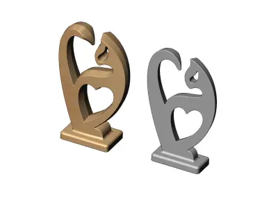 Simple cat silhouette statue relief  3D print model