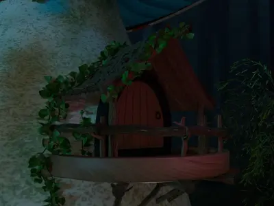 Mushroom House exterior background Free low-poly 3D model