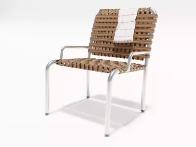 Chair 3d model wooden with towel Free 3D model