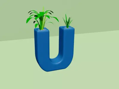 Vase U - Alphabet Vases Collection Letters - STL Printable 3D print model