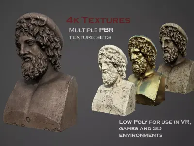 Bust of Asclepius Low-poly 3D model