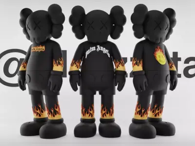 Kaws Palm Angels Bundle 3 Styles Textured Low-poly 3D model