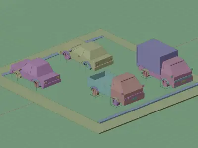 Cars Low-Poly Parking  Low-poly 3D model