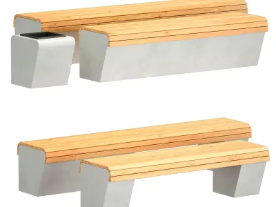 Outdoor park bench with an urn 3D model