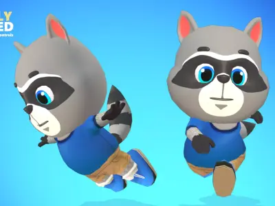 Raccoon Dog Animated Rigged Low-poly 3D model