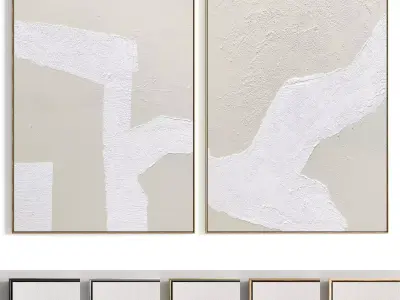 Plaster Two Photo Frame 347 Low-poly 3D model