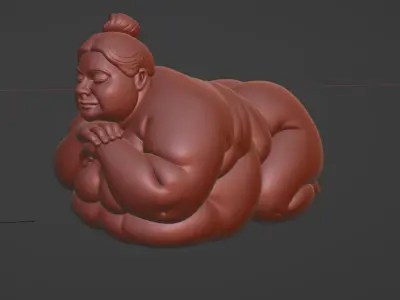 Chubby Woman Lying Down Sculpture 3D print model