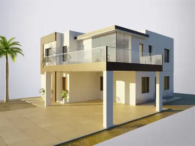 Modern house Low-poly 3D model