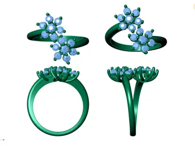 Double flower ring 3D print model