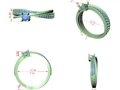 Luxury Diamond Ring CAD Design Set for Gold and Silver 3D print model
