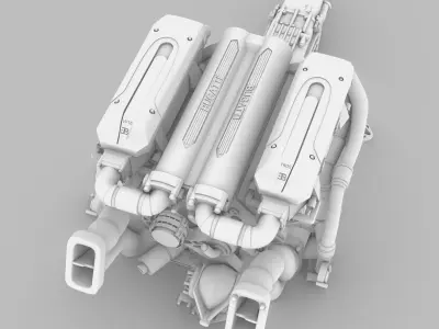 bugatti chiron w16 engine 3dprint  3D print model