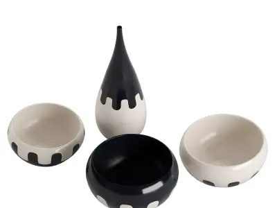 Decorative hand painted ceramic set 3D model