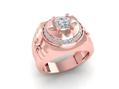 Luxury Star Design Halo Diamond Ring for Men  1812 3D print model