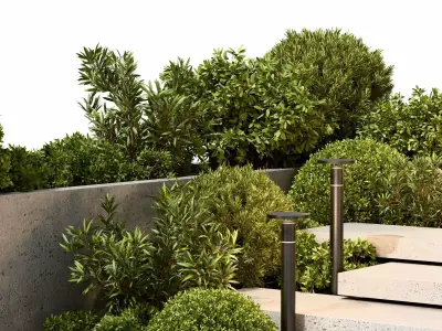 entrance exit stairs building - urban yard concrete 3D model