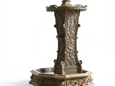 Ornate Bronze Fountain model pack Low-poly 3D model