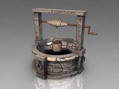 Old stone well model Low-poly 3D model