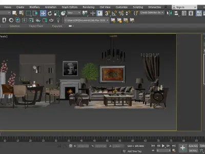 interior living furniture set 3D model