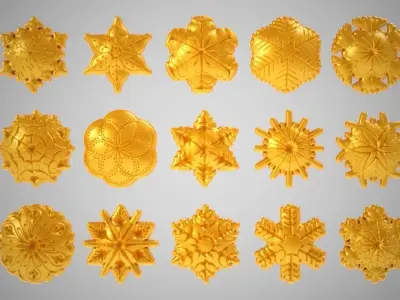 Snowflakes golden snowflake 3D print model