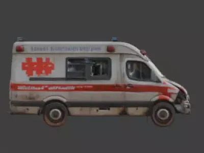 Wrecked Ambulance Post Apocalyptic 3D Model Low-poly 3D model