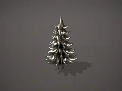 Silver Metal Christmas Tree Ornament Low-poly 3D model