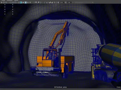 Tunnel Construction - Shotcrete Process 3D model