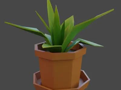 A room plant in a brown pot Free low-poly 3D model
