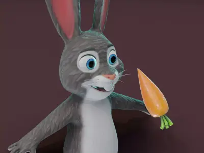 Cartoon Rabbit Rigged 3D Model Low-poly 3D model