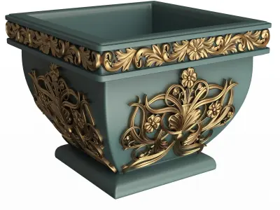 Flower Pot 02 Green Low-poly 3D model
