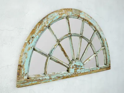 Antique Blue Window Arch Mirror 3D model